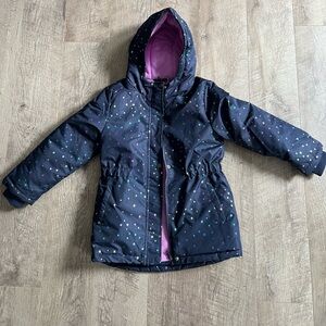 Girls Winter coat navy multicolored stars like new 6-7 years old